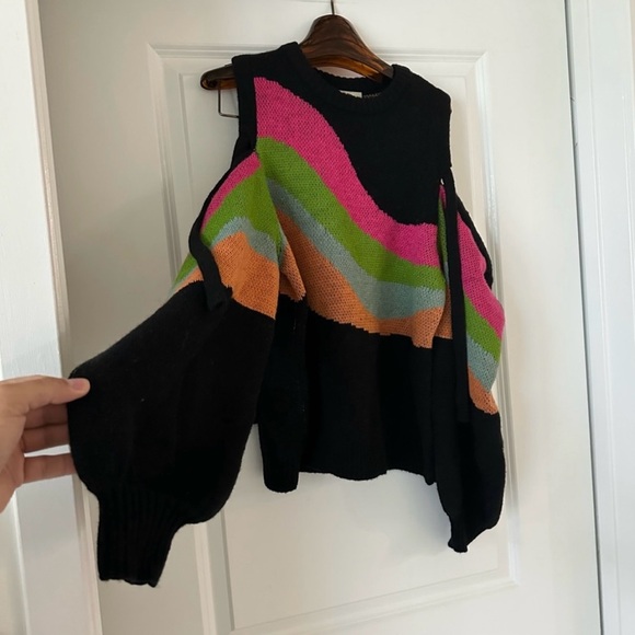 FARM Rio Off-the-Shoulder Sweater with Vibrant Stripes - Picture 2 of 4